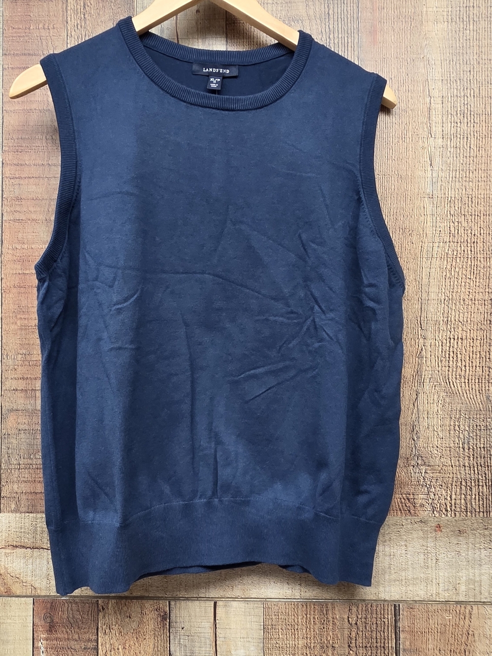 Lands End Sweater Vest Sleeveless Tank Women Navy Blue Size XLarge Petite 18
